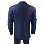 Men's Classic Navy Blue Suit 3 Piece Tailored Fit Vintage Office Wedding Prom - Image 6
