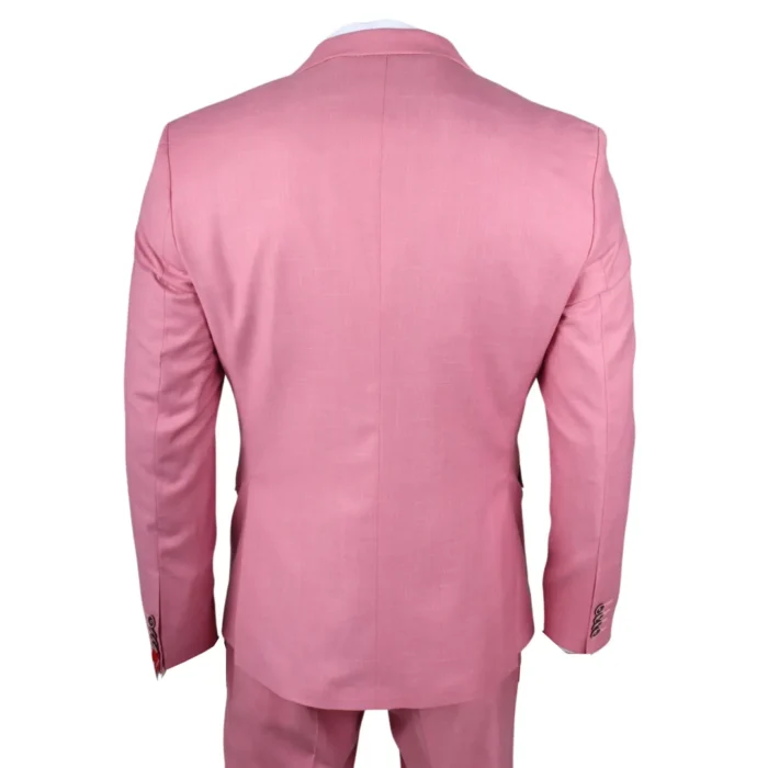 Men's Classic 3 Piece Suit Blush Pink Pocket Chain Wedding Tailored Fit Vintage Formal - Image 8