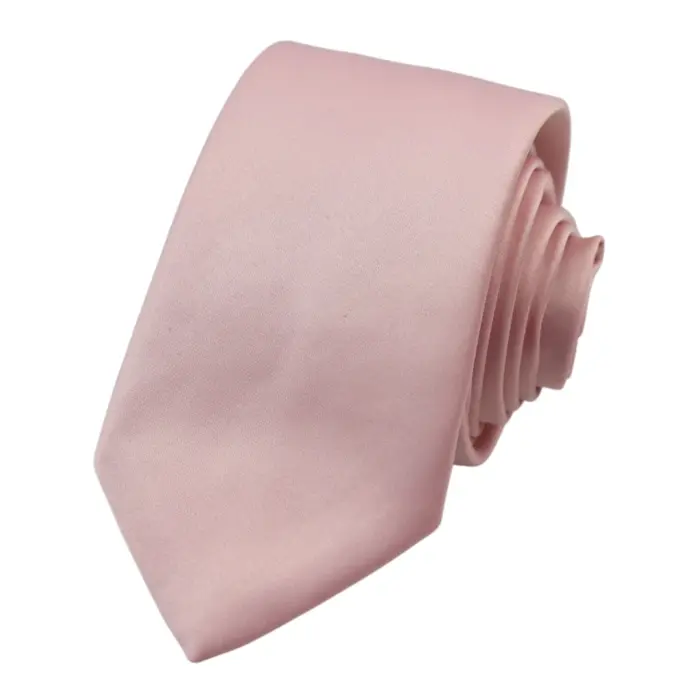 Mens Tie & Hankie Handkerchief Pocket Square Neck Tie Satin Silk Light Dusty Pink Peach - Image 1