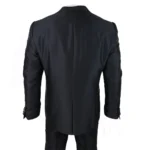 Mens Wedding 3 Piece Black Suit Diamonte Silver Cravat Waistcoat Groom Bestman - Image 6
