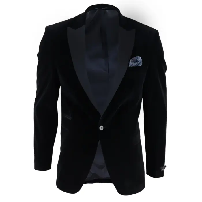 Mens Soft Velvet 1 Button Dinner Jacket Tuxedo Blazer Smart Casual Tailored Fit - Image 1