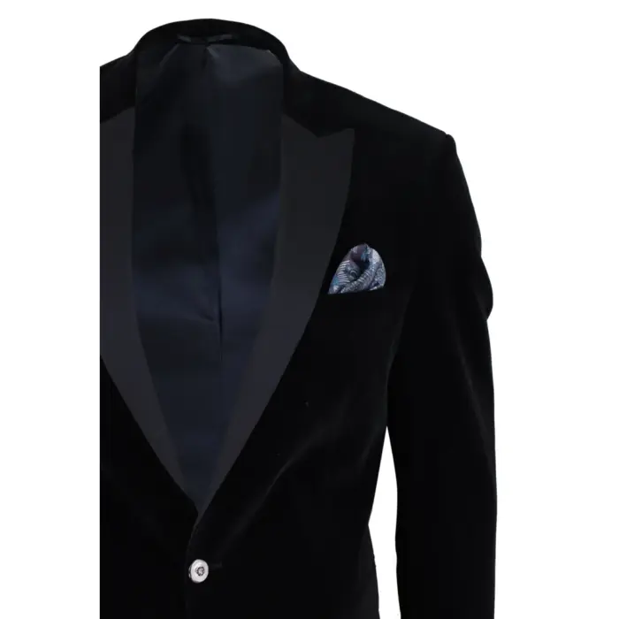 Mens Soft Velvet 1 Button Dinner Jacket Tuxedo Blazer Smart Casual Tailored Fit - Image 4