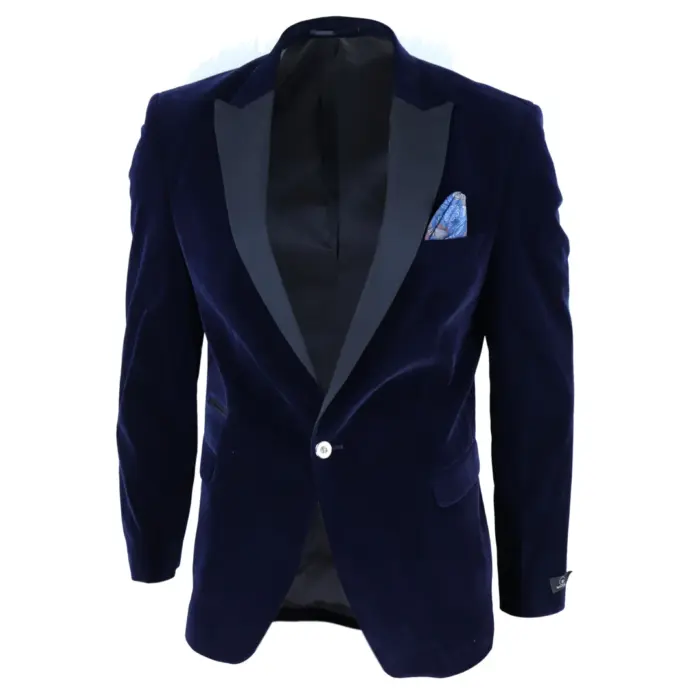 Mens Soft Velvet 1 Button Dinner Jacket Tuxedo Blazer Smart Casual Tailored Fit - Image 8