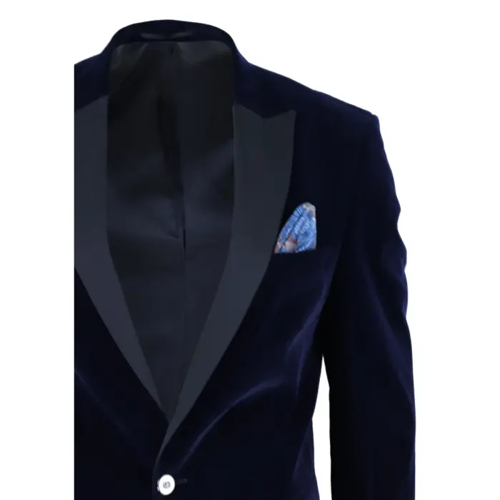 Mens Soft Velvet 1 Button Dinner Jacket Tuxedo Blazer Smart Casual Tailored Fit - Image 7