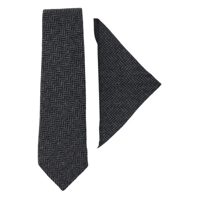 Mens Tweed Tie Hankie Set Classic Vintage British Heritage Wool Herringbone - Image 5