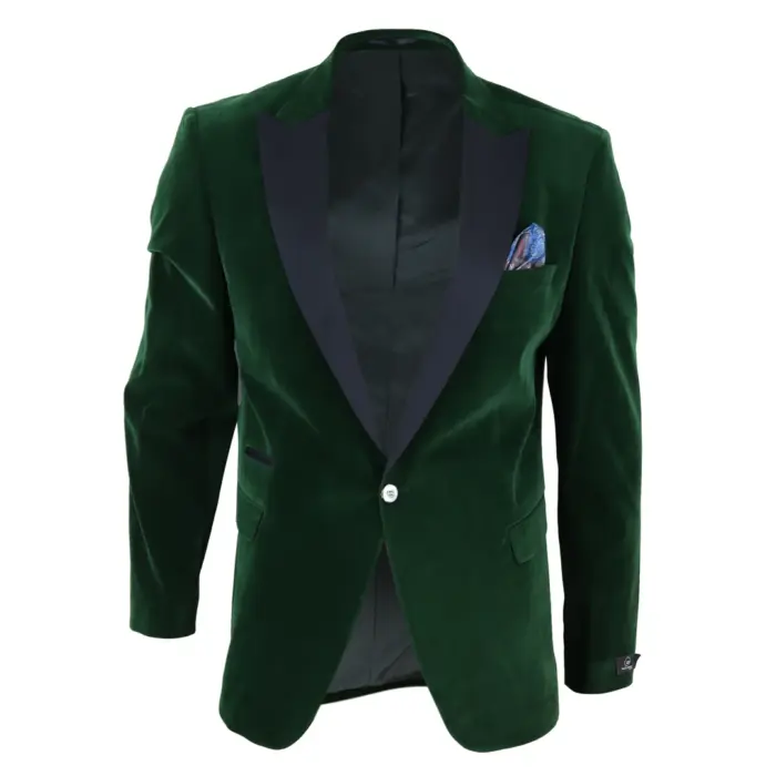 Mens Soft Velvet 1 Button Dinner Jacket Tuxedo Blazer Smart Casual Tailored Fit - Image 9