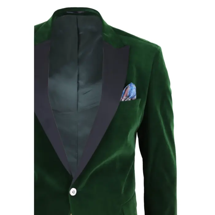 Mens Soft Velvet 1 Button Dinner Jacket Tuxedo Blazer Smart Casual Tailored Fit - Image 11