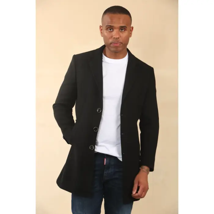 Men's Hooded Wool Blend Classic Overcoat - Image 6