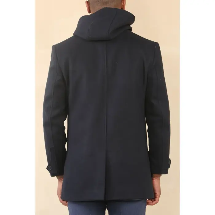 Men's Hooded Wool Blend Classic Overcoat - Image 3