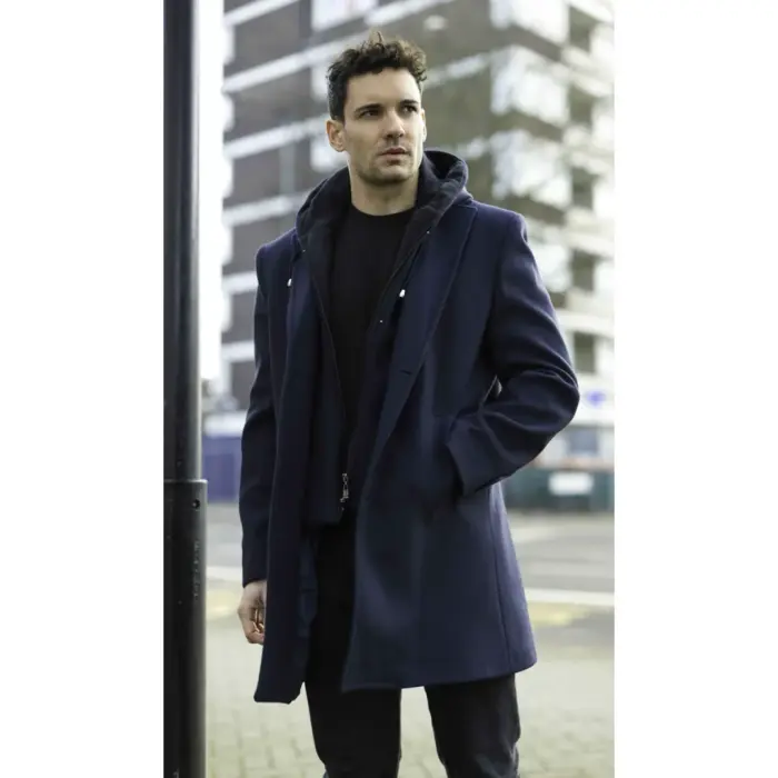 Men's Hooded Wool Blend Classic Overcoat - Image 20