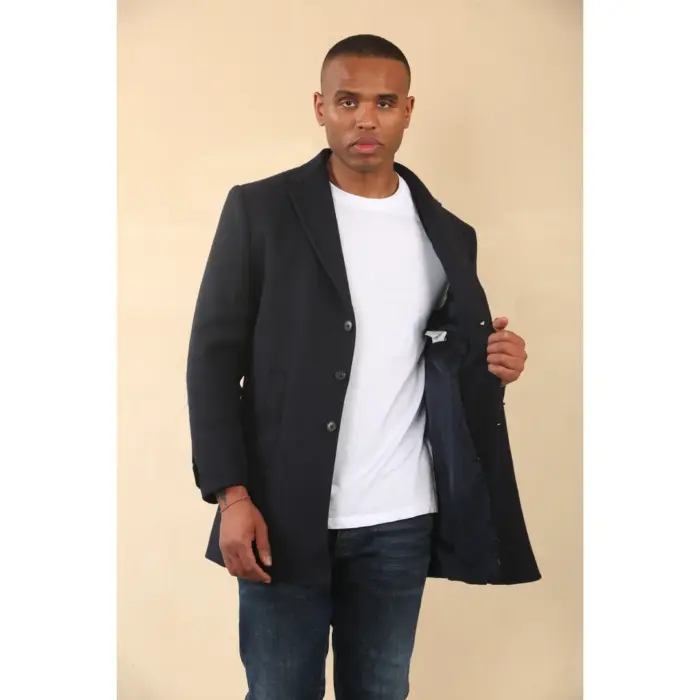 Men's Hooded Wool Blend Classic Overcoat - Image 19