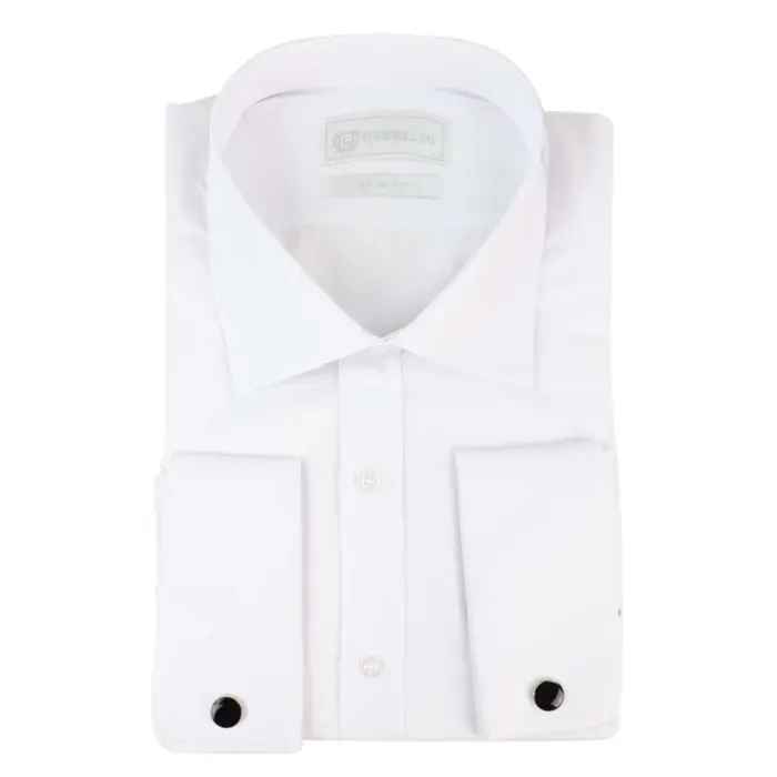 Mens White Nehru Classic Round Removable Collar Button Shirt Slim Regular Fit - Image 8