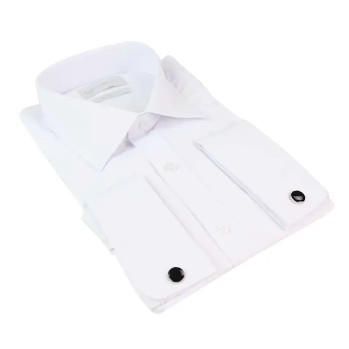 Mens White Nehru Classic Round Removable Collar Button Shirt Slim Regular Fit - Image 9