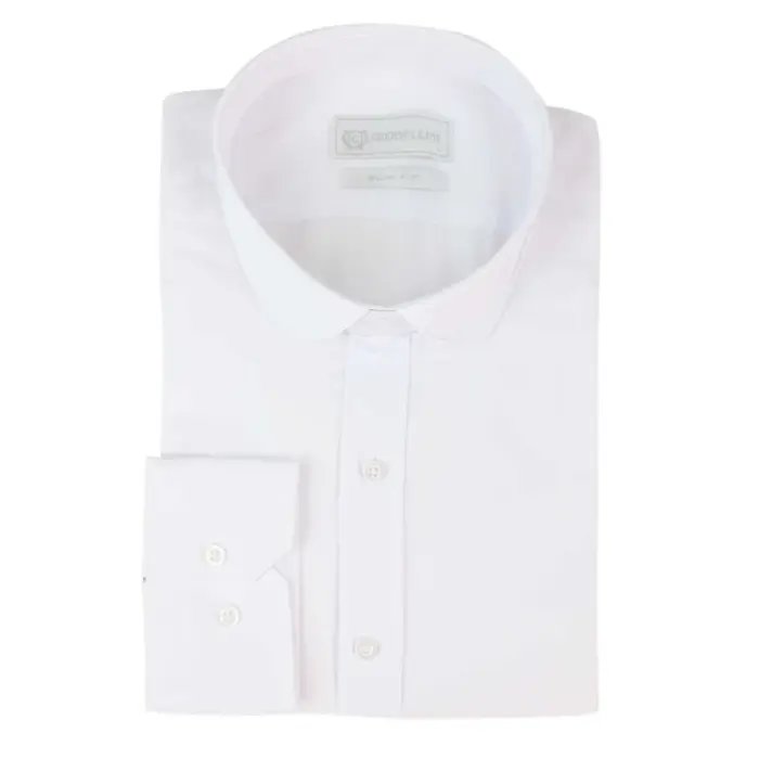 Mens White Nehru Classic Round Removable Collar Button Shirt Slim Regular Fit - Image 12