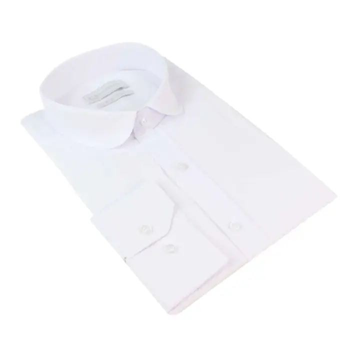 Mens White Nehru Classic Round Removable Collar Button Shirt Slim Regular Fit - Image 13