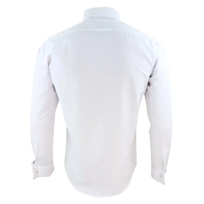 Mens White Nehru Classic Round Removable Collar Button Shirt Slim Regular Fit - Image 15
