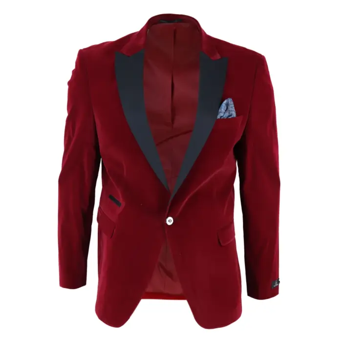Mens Soft Velvet 1 Button Dinner Jacket Tuxedo Blazer Smart Casual Tailored Fit - Image 13