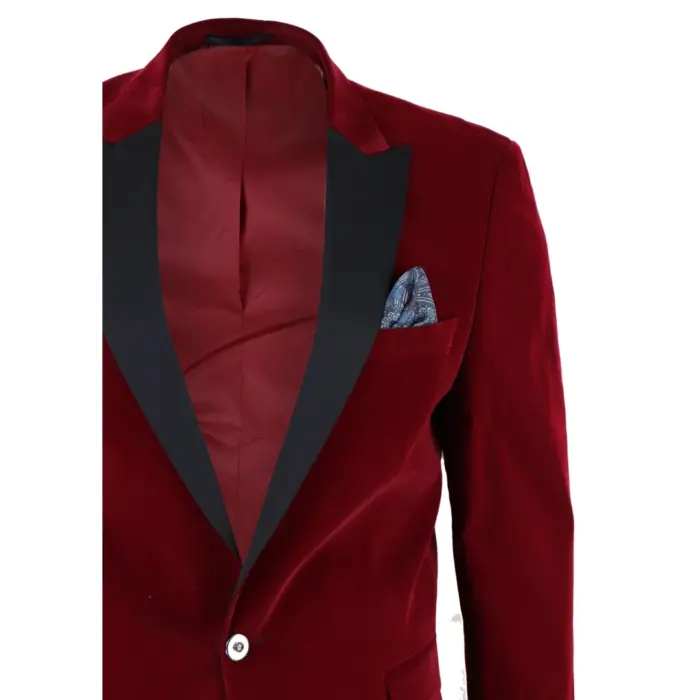 Mens Soft Velvet 1 Button Dinner Jacket Tuxedo Blazer Smart Casual Tailored Fit - Image 15