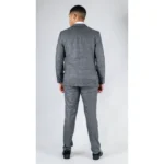 Men's Grey Suit 2 Piece Double Breasted Check Formal Dress - Image 7