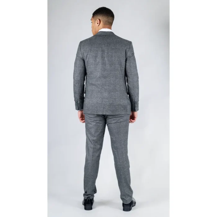 Men's Grey Suit 2 Piece Double Breasted Check Formal Dress - Image 7
