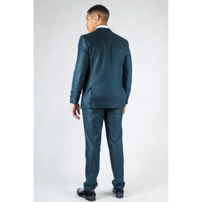 Men's Olive Suit 2 Piece Double Breasted Check Formal Dress - Image 6