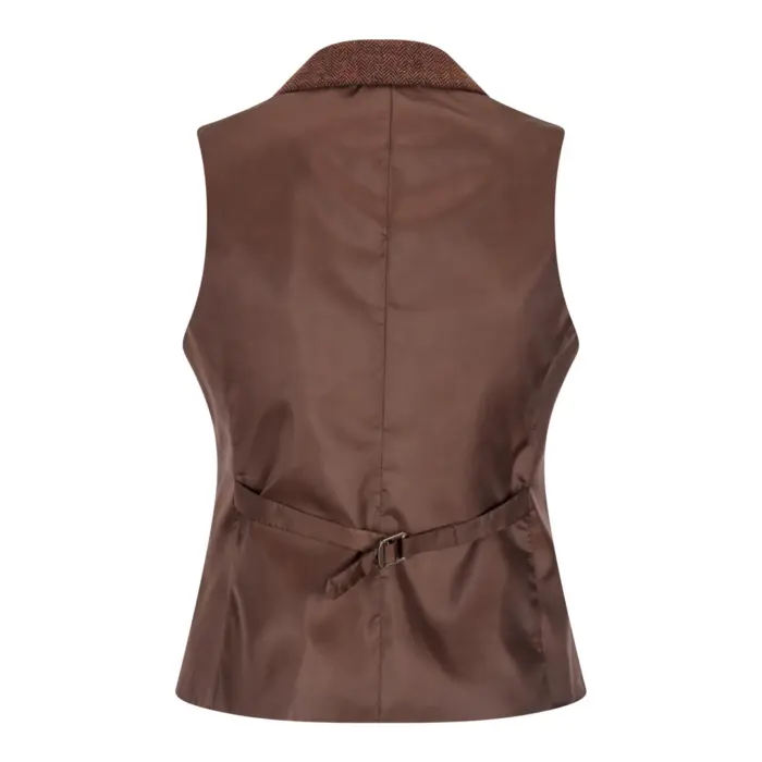 Ladies Tweed Suit Blazer Trousers Waistcoat Herringbone Wool Vintage Rust Brown - Image 9