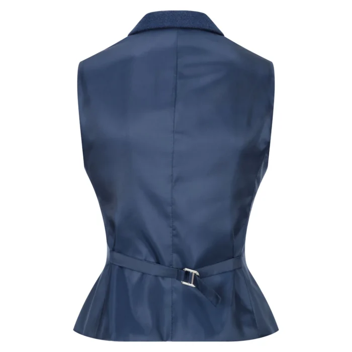 Womens Tweed Herringbone Blazer Jacket Waistcoat Navy Blue 1920s Vintage - Image 10
