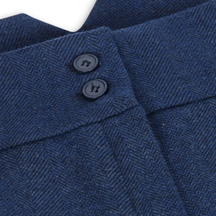 Womens Tweed Herringbone Blazer Jacket Waistcoat Navy Blue 1920s Vintage - Image 12