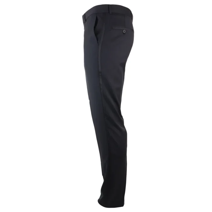 Mens Black Tuxedo Trousers Wedding Prom Stripe Satin Stripe Trouser Tux Classic - Image 2