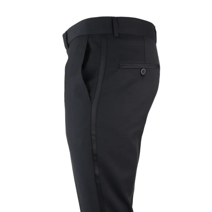 Mens Black Tuxedo Trousers Wedding Prom Stripe Satin Stripe Trouser Tux Classic - Image 4