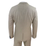 Men Tweed 3 Piece Suit Tan Oak Double Breasted Tailored Fit Wedding - Image 7