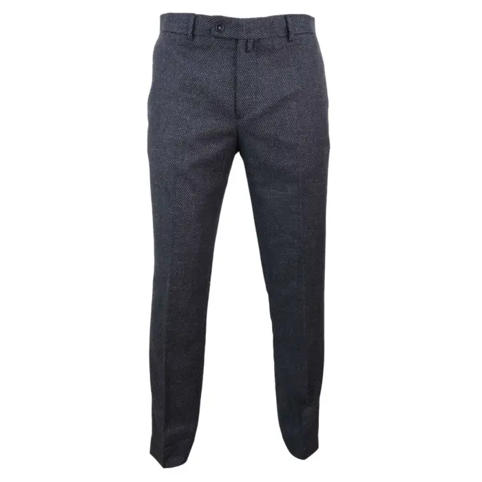 Mens Wool Trousers Tweed Charcoal Black Tailored Fit Peaky Blinders Classic - Image 1