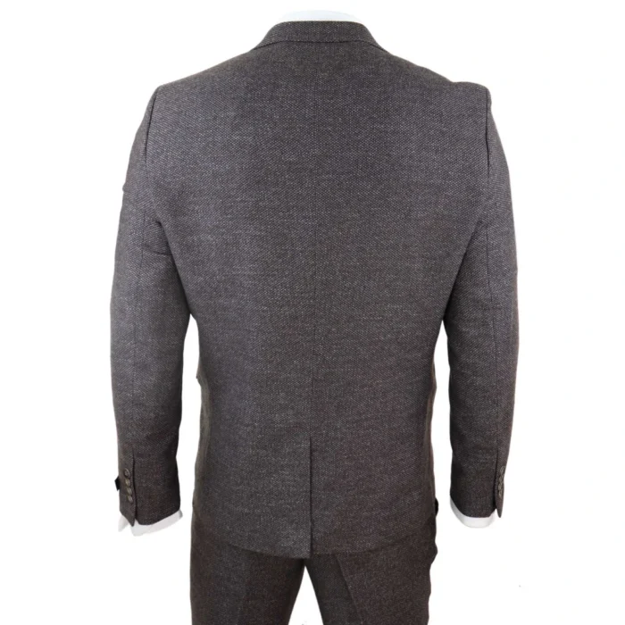 Mens Wool 3 Piece Suit Double Breasted Waistcoat Brown Tweed 1920s - Image 6