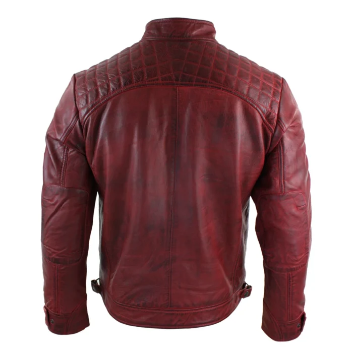 Mens Retro Style Zipped Biker Jacket Real Leather Soft Black Casual - Image 35