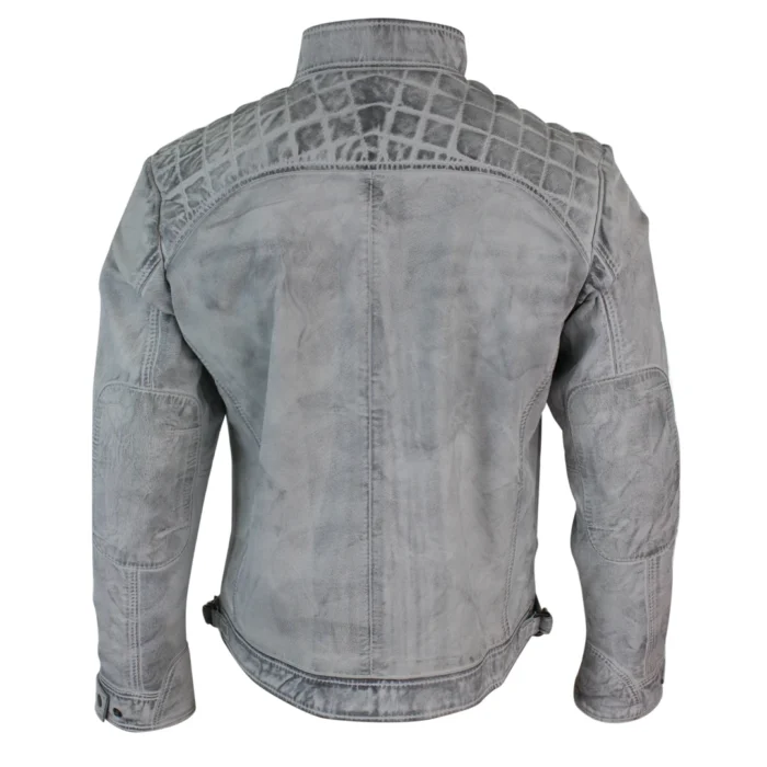 Mens Retro Style Zipped Biker Jacket Real Leather Soft Black Casual - Image 56