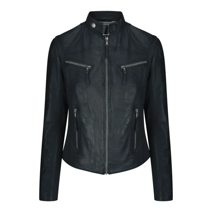 Ladies Womens Real Leather Vintage Slim Fit Biker Leather Jacket - Image 17
