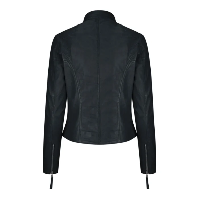 Ladies Womens Real Leather Vintage Slim Fit Biker Leather Jacket - Image 19
