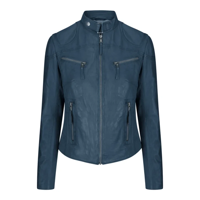 Ladies Womens Real Leather Vintage Slim Fit Biker Leather Jacket - Image 21