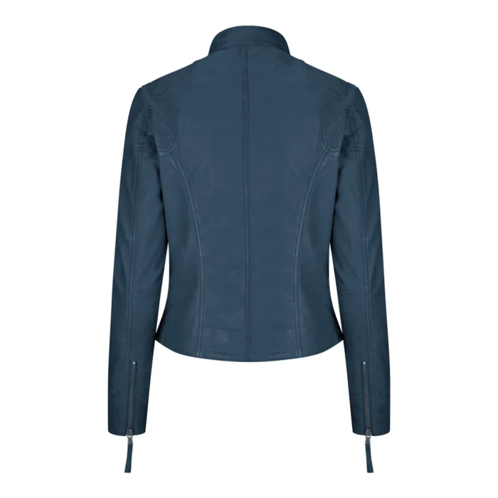 Ladies Womens Real Leather Vintage Slim Fit Biker Leather Jacket - Image 23