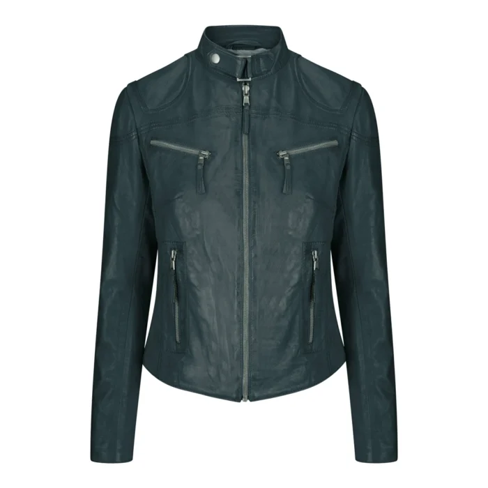 Ladies Womens Real Leather Vintage Slim Fit Biker Leather Jacket - Image 25