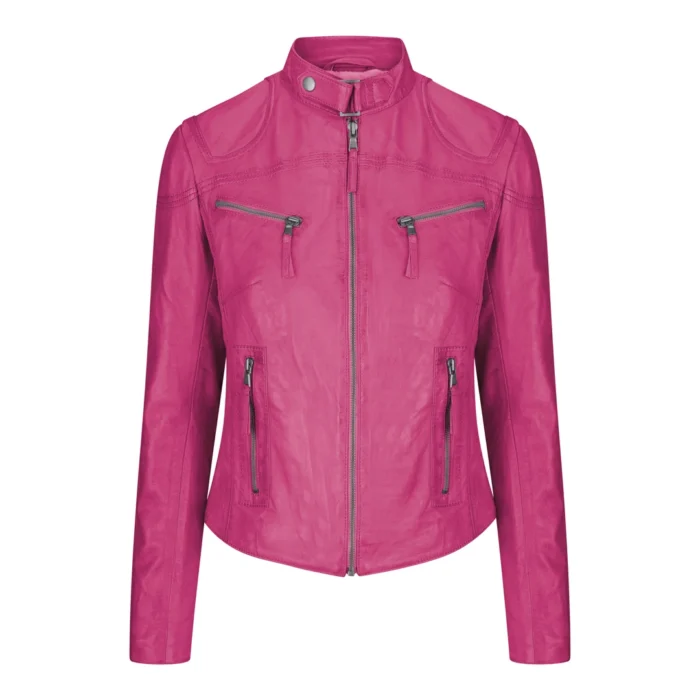 Ladies Womens Real Leather Vintage Slim Fit Biker Leather Jacket - Image 29