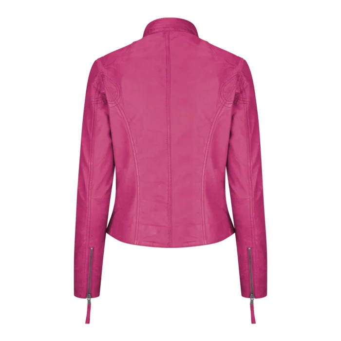 Ladies Womens Real Leather Vintage Slim Fit Biker Leather Jacket - Image 31