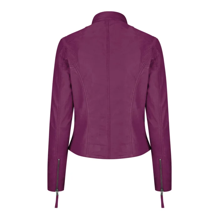 Ladies Womens Real Leather Vintage Slim Fit Biker Leather Jacket - Image 35