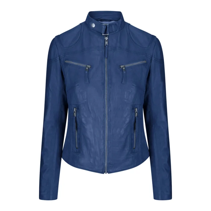 Ladies Womens Real Leather Vintage Slim Fit Biker Leather Jacket - Image 41