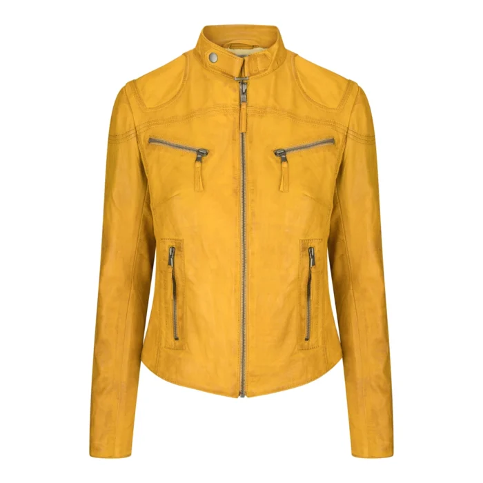 Ladies Womens Real Leather Vintage Slim Fit Biker Leather Jacket - Image 53