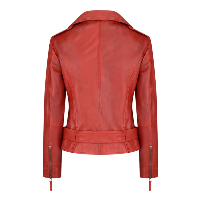 Ladies Womens Black Real Leather Slim Fit Soft Zip Biker Style Jacket - Image 11