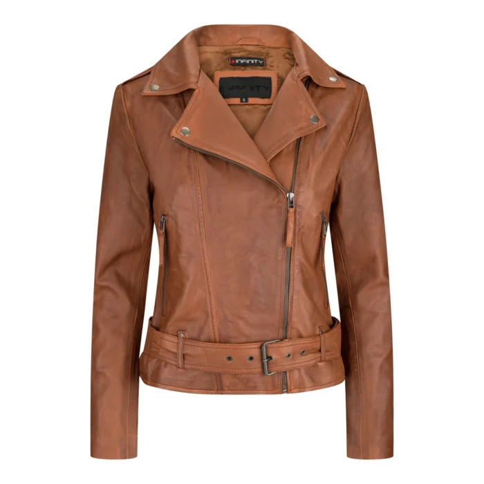 Ladies Womens Black Real Leather Slim Fit Soft Zip Biker Style Jacket - Image 17