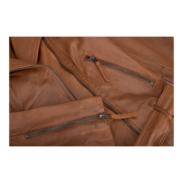 Ladies Womens Black Real Leather Slim Fit Soft Zip Biker Style Jacket - Image 20