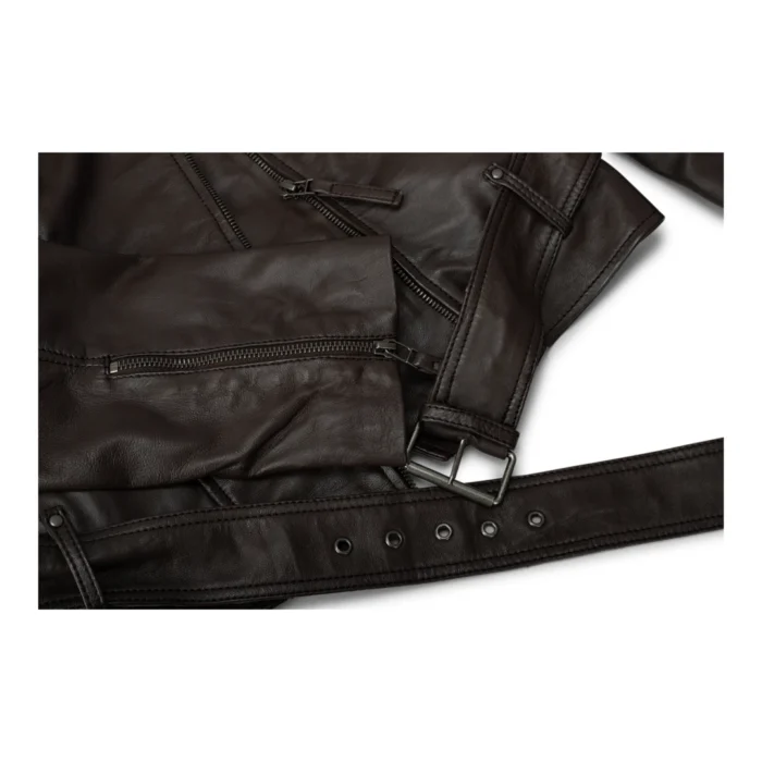 Ladies Womens Black Real Leather Slim Fit Soft Zip Biker Style Jacket - Image 8