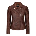 Womens Vintage Slim Fitted Soft Real Leather Ladies Biker Jacket - Image 20